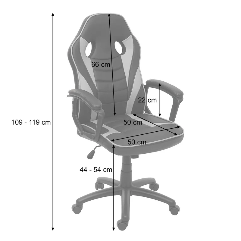 Fauteuil chaise de bureau gaming sur roulettes mécanisme à bascule assise en PVC noir / bleu 04_0001838