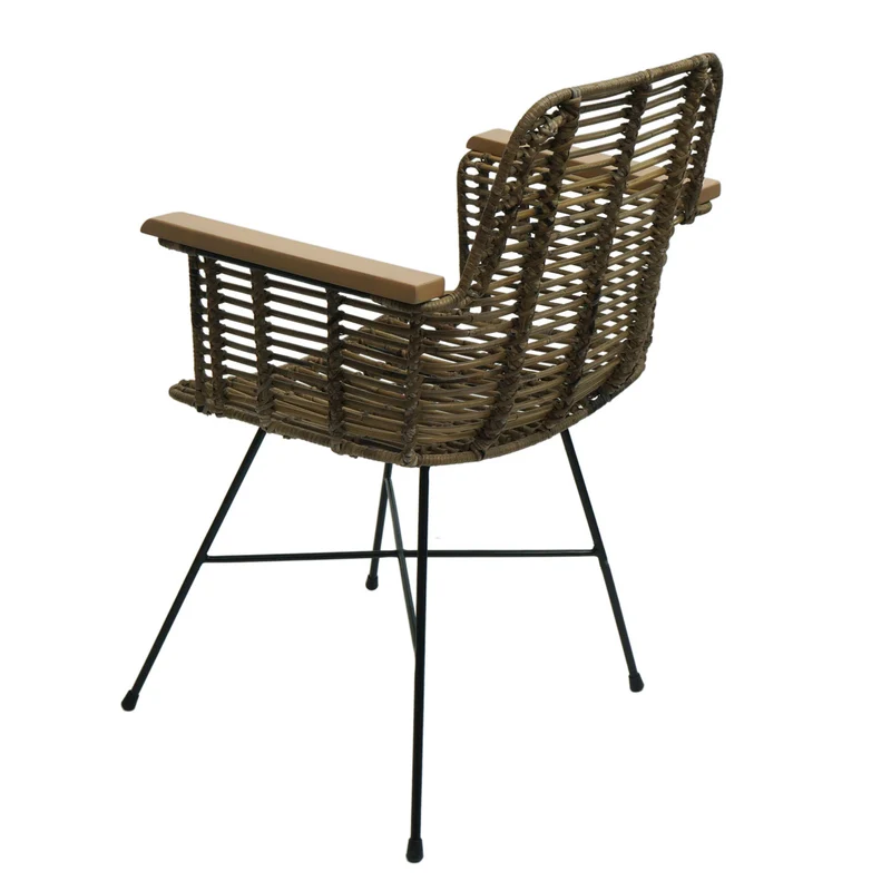 Chaise de salle à manger avec accoudoirs en rotin kubu bois et métal 04_0006347