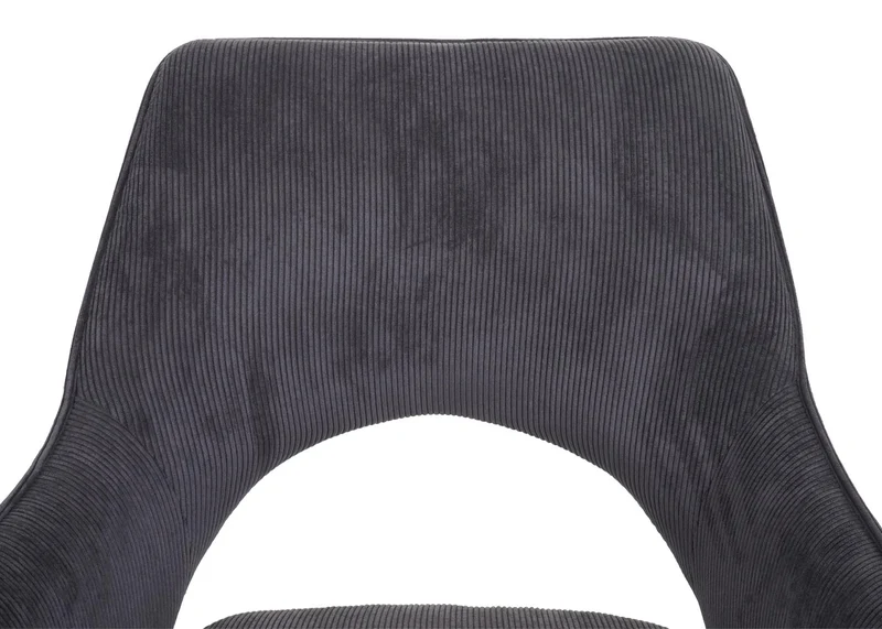 Chaise de salle à manger fauteuil rotatif en tissu velours côtelé gris foncé 04_0006332