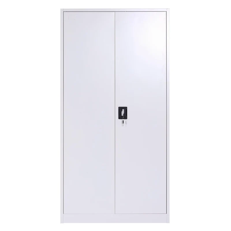 Casier armoire de bureau polyvalent six étagères tringle à vêtements et casier verrouillable 185x90x45 cm en métal gris 04_0006414