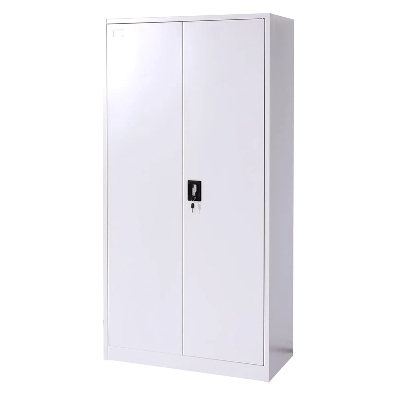 Casier armoire de bureau polyvalent six étagères tringle à vêtements et casier verrouillable 185x90x45 cm en métal gris 04_0006414