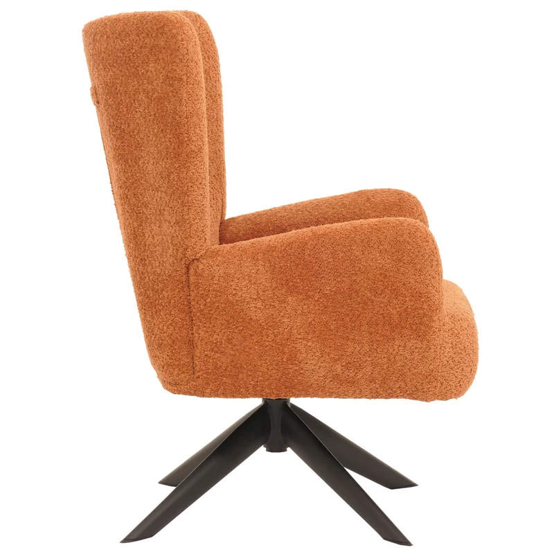 Chaise lounge fauteuil cocktail rembourrée relaxation pivotante tissu chenille terre cuite 04_0006398