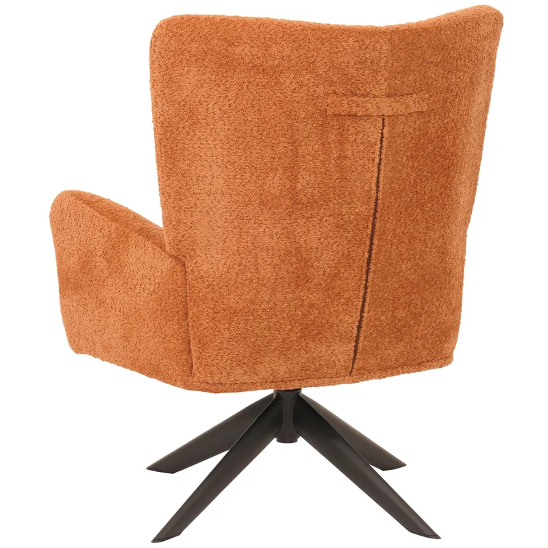 Chaise lounge fauteuil cocktail rembourrée relaxation pivotante tissu chenille terre cuite 04_0006398