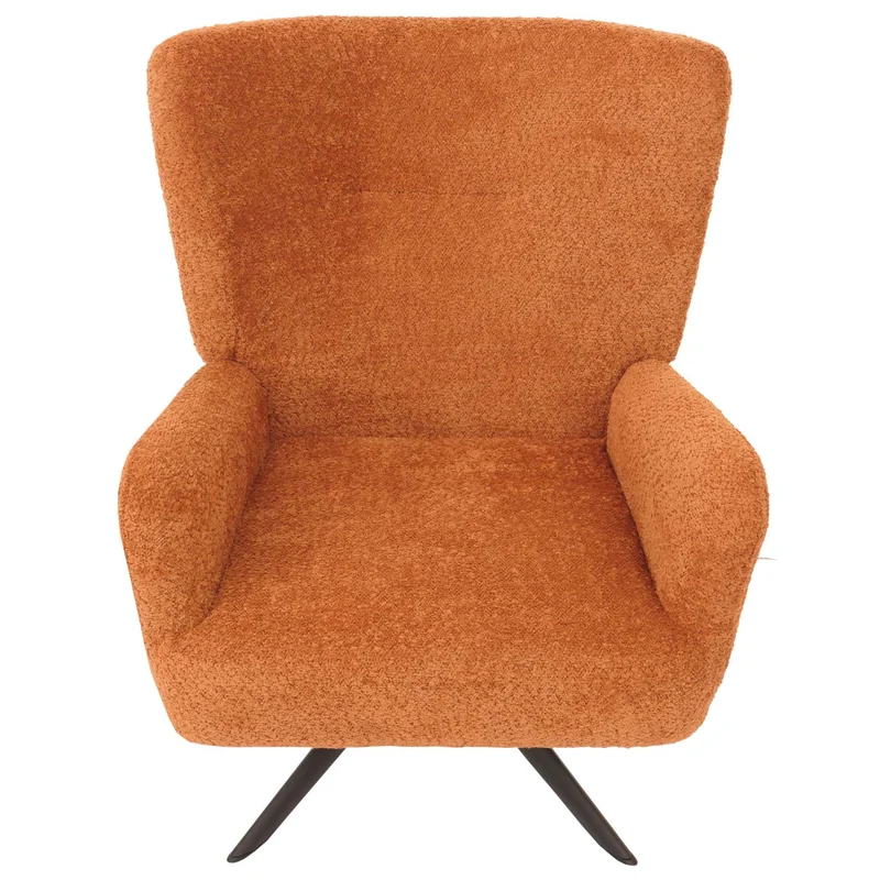 Chaise lounge fauteuil cocktail rembourrée relaxation pivotante tissu chenille terre cuite 04_0006398