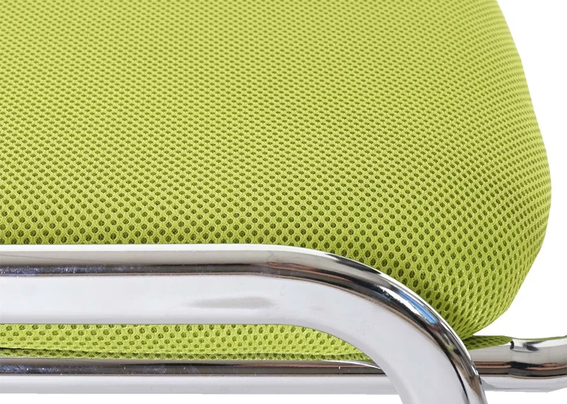 Chaise visiteur avec dossier conférence empilable assise en tissu vert pieds chromés 04_0006400