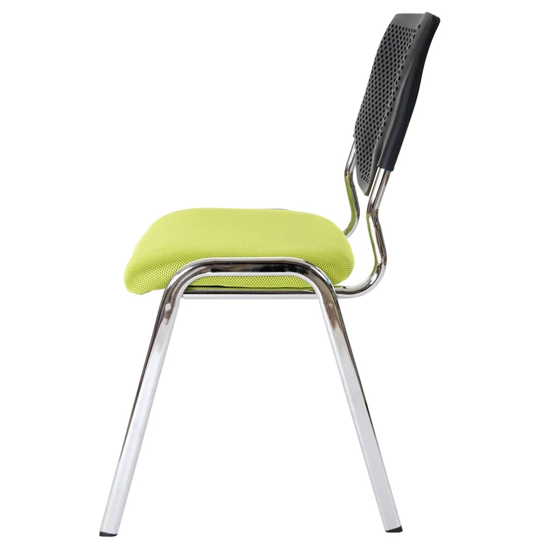 Chaise visiteur avec dossier conférence empilable assise en tissu vert pieds chromés 04_0006400