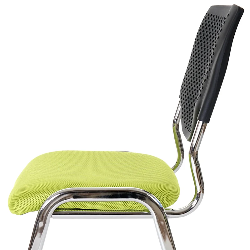 Chaise visiteur avec dossier conférence empilable assise en tissu vert pieds chromés 04_0006400