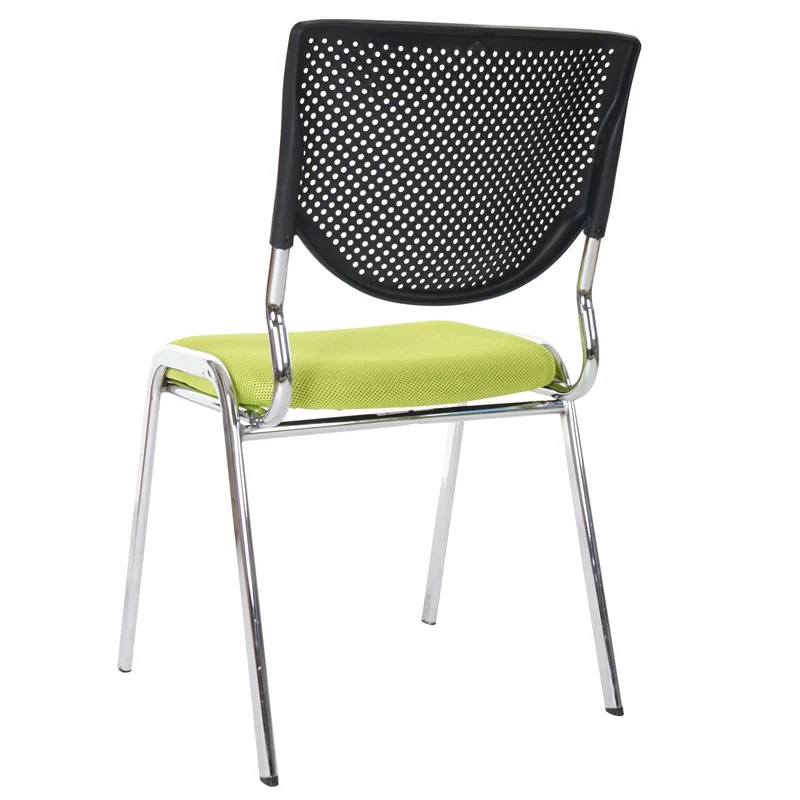 Chaise visiteur avec dossier conférence empilable assise en tissu vert pieds chromés 04_0006400