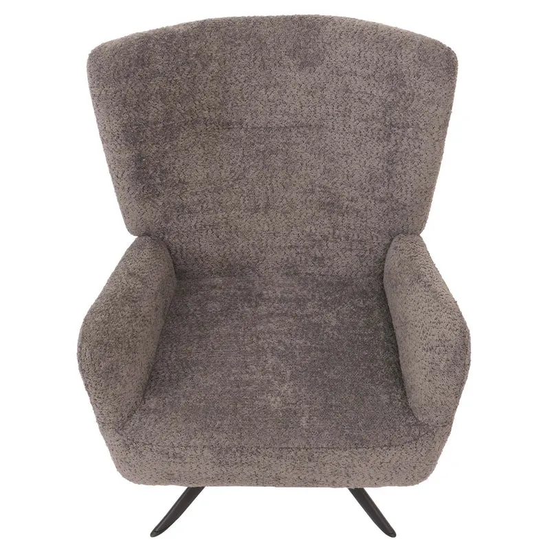 Chaise lounge fauteuil cocktail rembourrée relaxation pivotante tissu chenille gris foncé 04_0006397