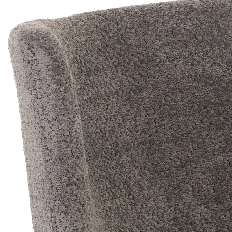Chaise lounge fauteuil cocktail rembourrée relaxation pivotante tissu chenille gris foncé 04_0006397