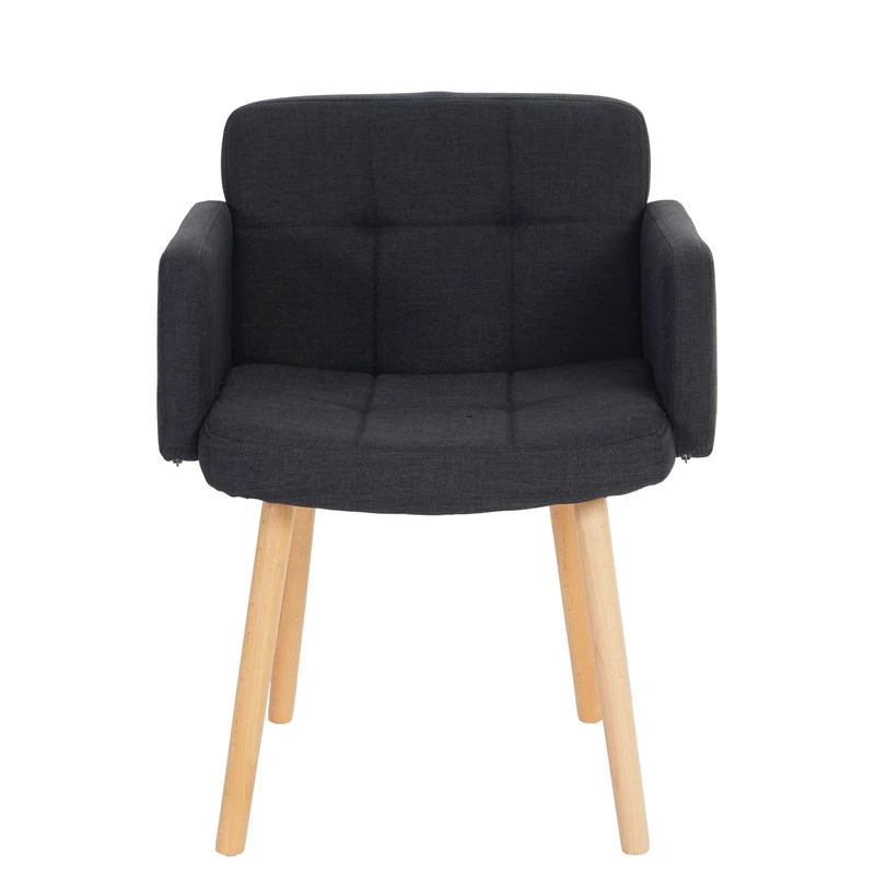 Chaise de salle à manger avec accoudoirs assise extra large design rétro en tissu gris foncé 04_0006294