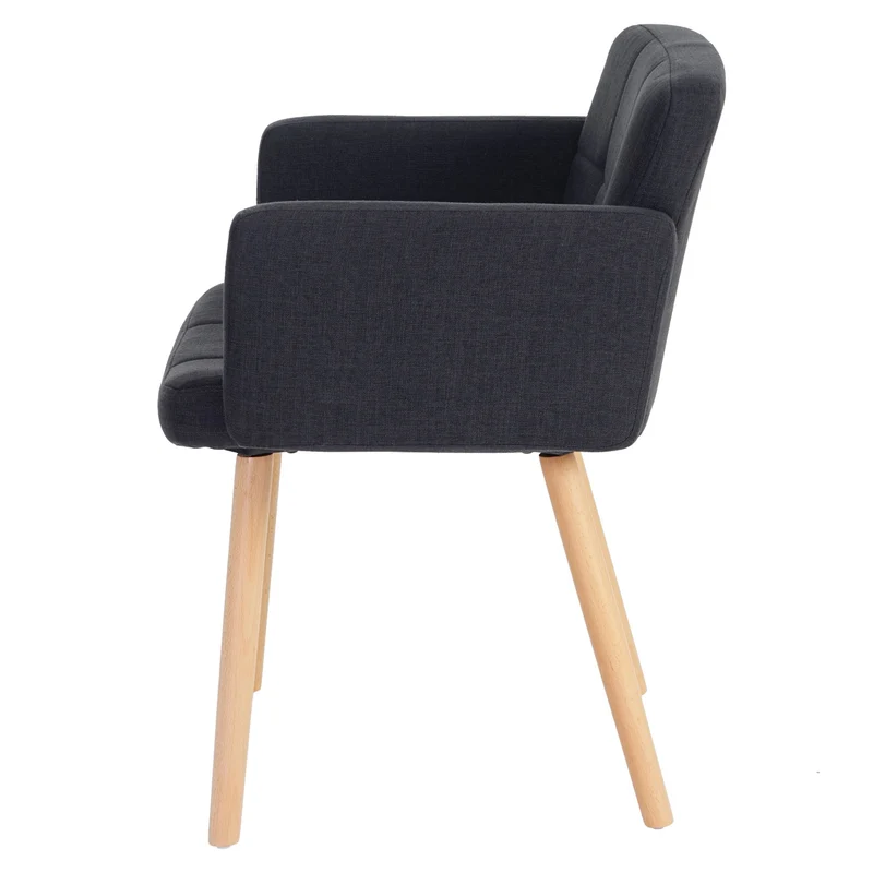 Chaise de salle à manger avec accoudoirs assise extra large design rétro en tissu gris foncé 04_0006294