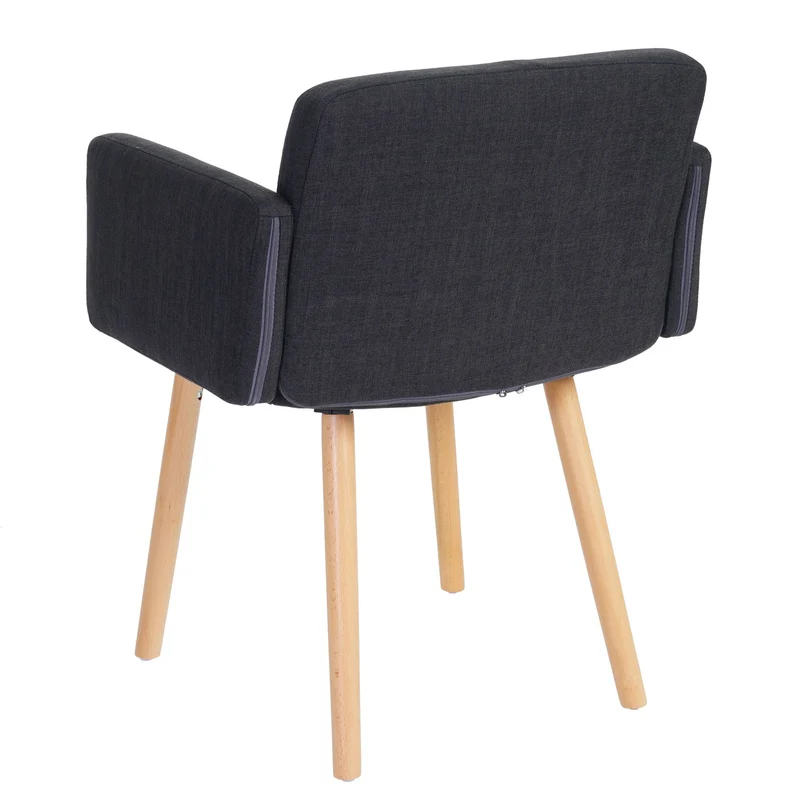 Chaise de salle à manger avec accoudoirs assise extra large design rétro en tissu gris foncé 04_0006294