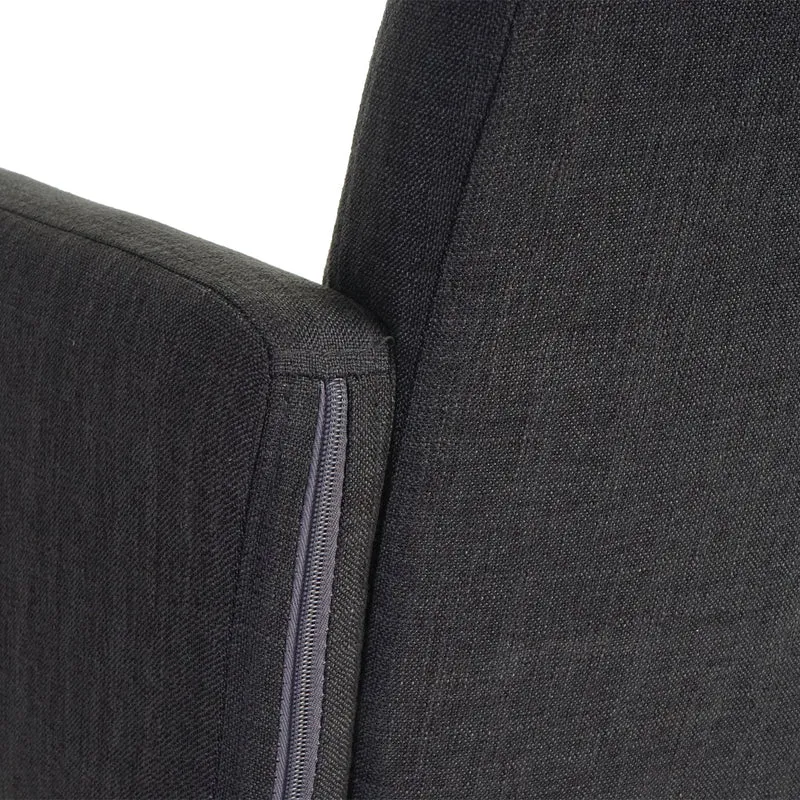 Chaise de salle à manger avec accoudoirs assise extra large design rétro en tissu gris foncé 04_0006294