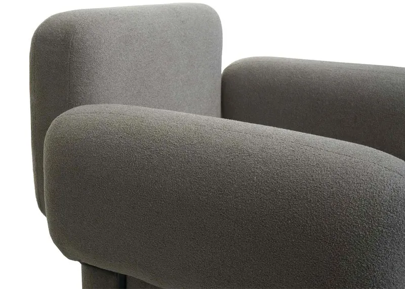 Chaise longue fauteuil cocktail rembourré avec accoudoirs en tissu bouclé gris et métal 04_0006392