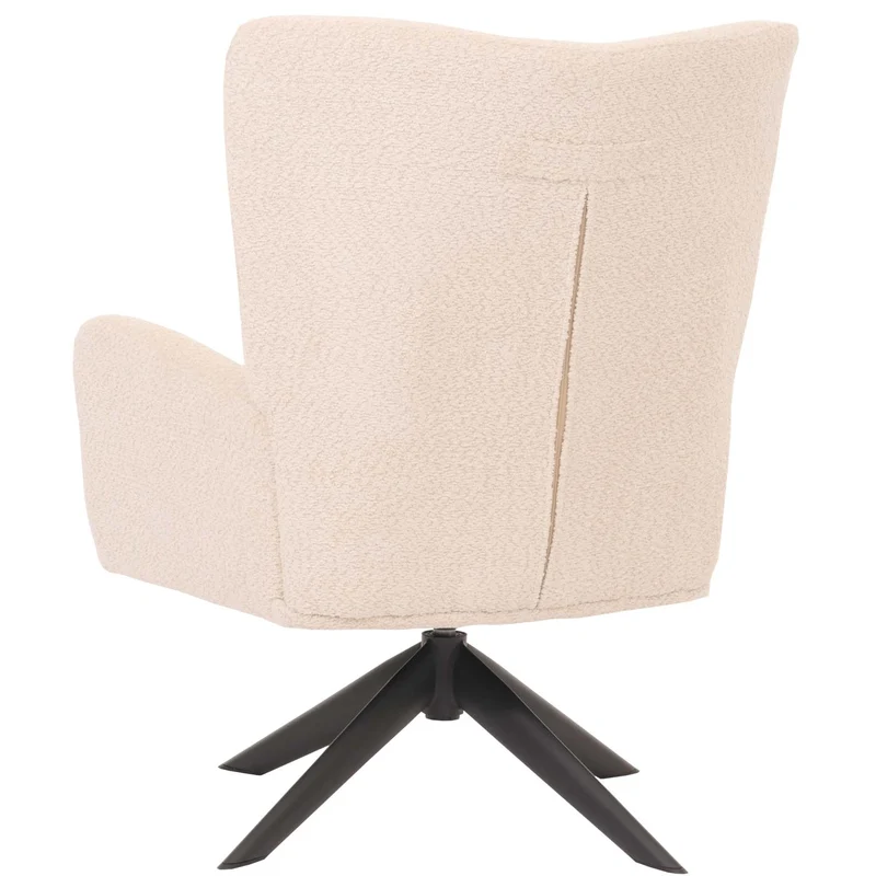 Chaise lounge fauteuil cocktail rembourrée relaxation pivotante tissu crème-beige et métal 04_0006396