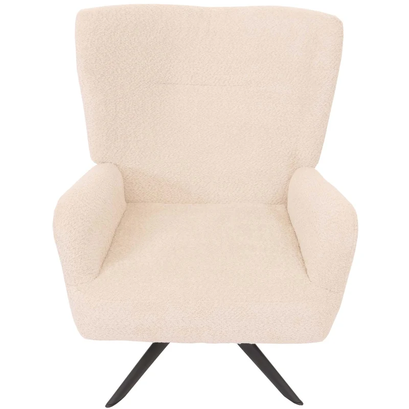 Chaise lounge fauteuil cocktail rembourrée relaxation pivotante tissu crème-beige et métal 04_0006396