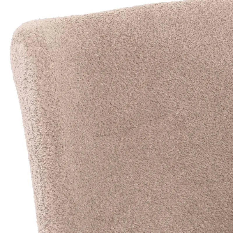 Chaise lounge fauteuil cocktail rembourrée relaxation pivotante tissu chenille taupe et métal 04_0006378