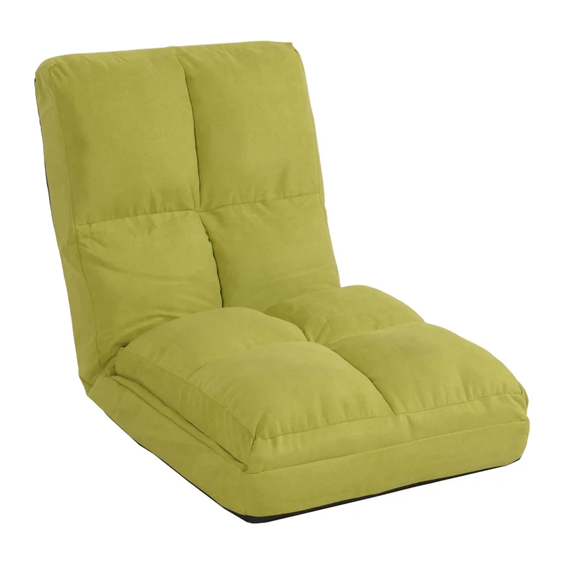 Chaise de sol avec fonction relaxation dossier réglable en 4 directions cadre en acier velours vert 04_0006375
