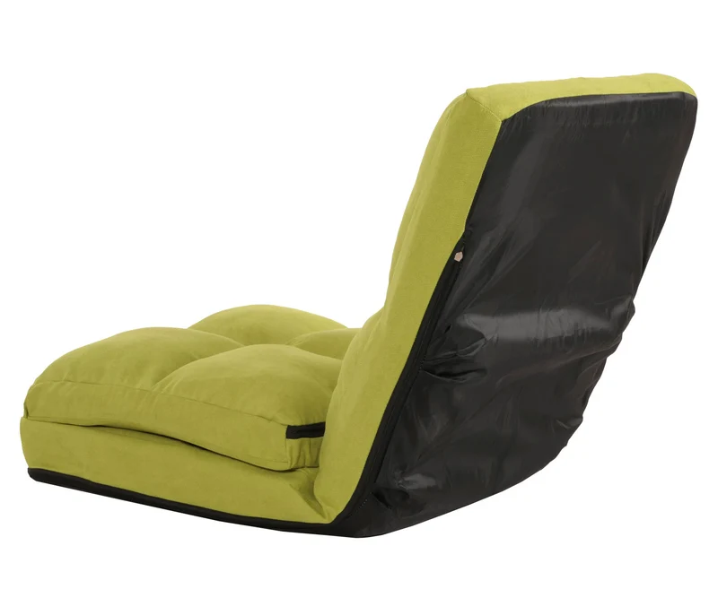 Chaise de sol avec fonction relaxation dossier réglable en 4 directions cadre en acier velours vert 04_0006375