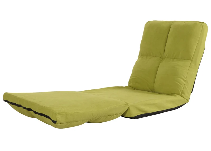 Chaise de sol avec fonction relaxation dossier réglable en 4 directions cadre en acier velours vert 04_0006375