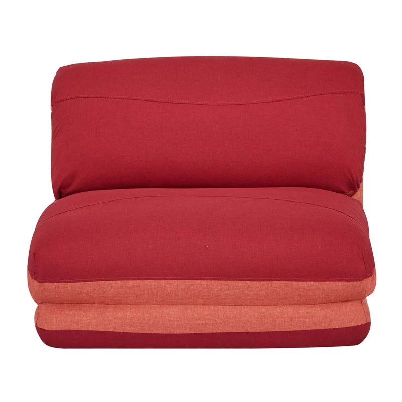 Canapé-lit chaise fonctionnelle lit appoint dossier réglable en 5 directions en tissu orange/rouge foncé 04_0006258