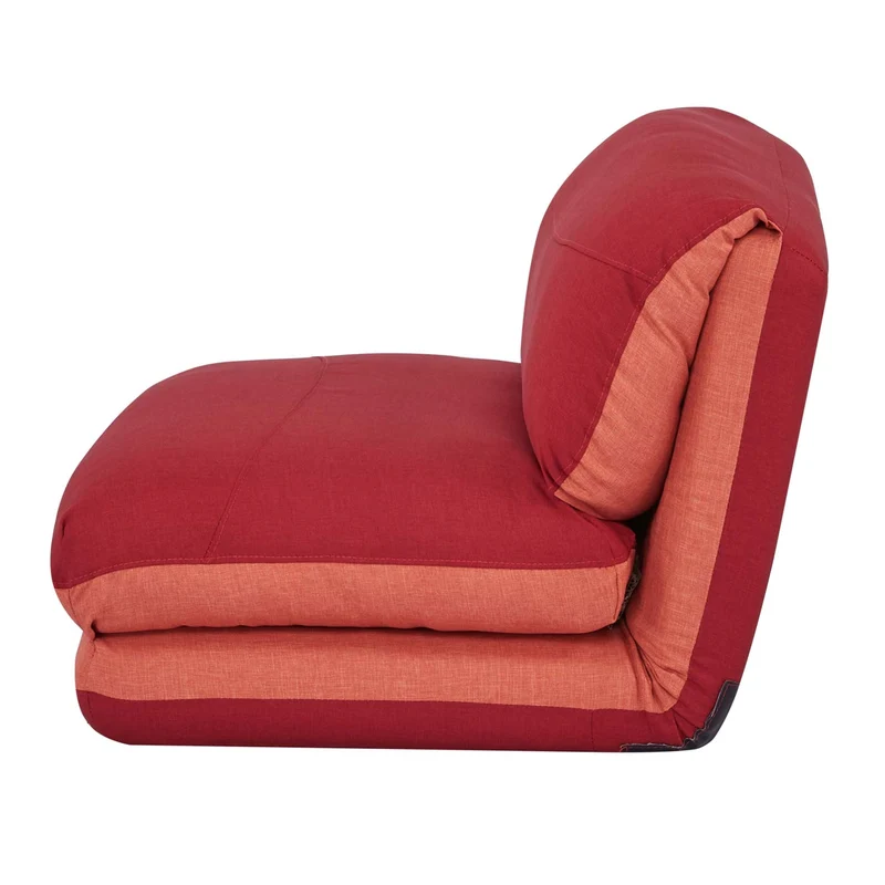Canapé-lit chaise fonctionnelle lit appoint dossier réglable en 5 directions en tissu orange/rouge foncé 04_0006258