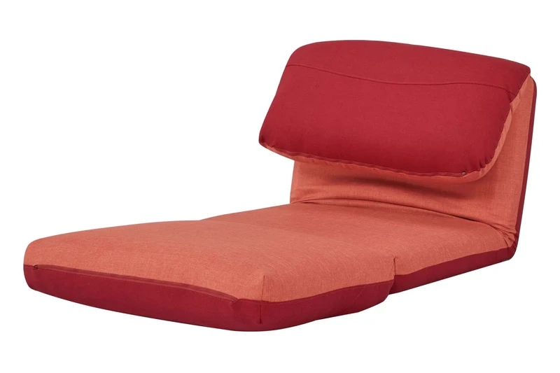 Canapé-lit chaise fonctionnelle lit appoint dossier réglable en 5 directions en tissu orange/rouge foncé 04_0006258