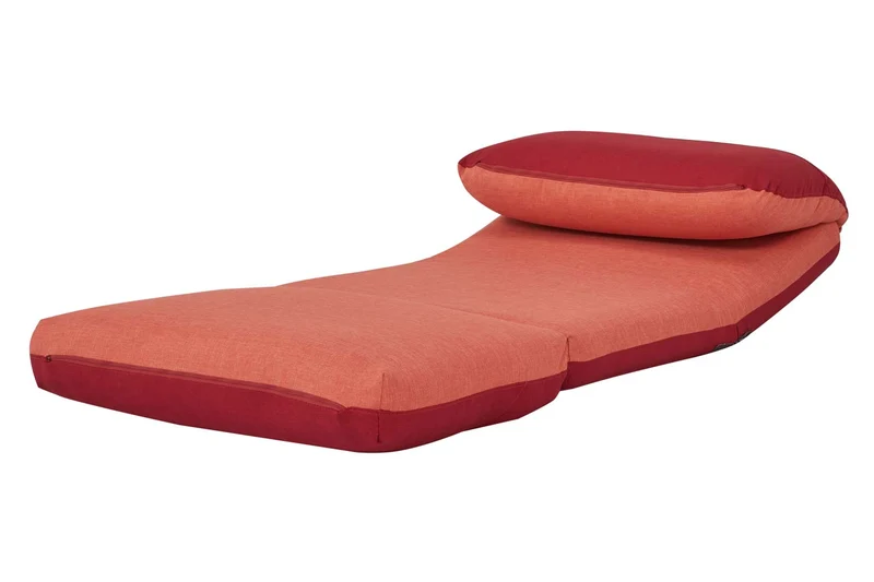 Canapé-lit chaise fonctionnelle lit appoint dossier réglable en 5 directions en tissu orange/rouge foncé 04_0006258