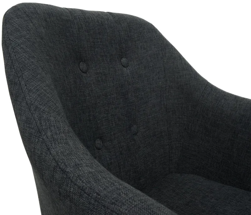 Chaise de bureau pivotante avec accoudoir hauteur réglable en tissu gris foncé boutons décoratifs 04_0006231