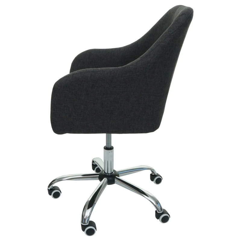 Chaise de bureau pivotante avec accoudoir hauteur réglable en tissu gris foncé boutons décoratifs 04_0006231