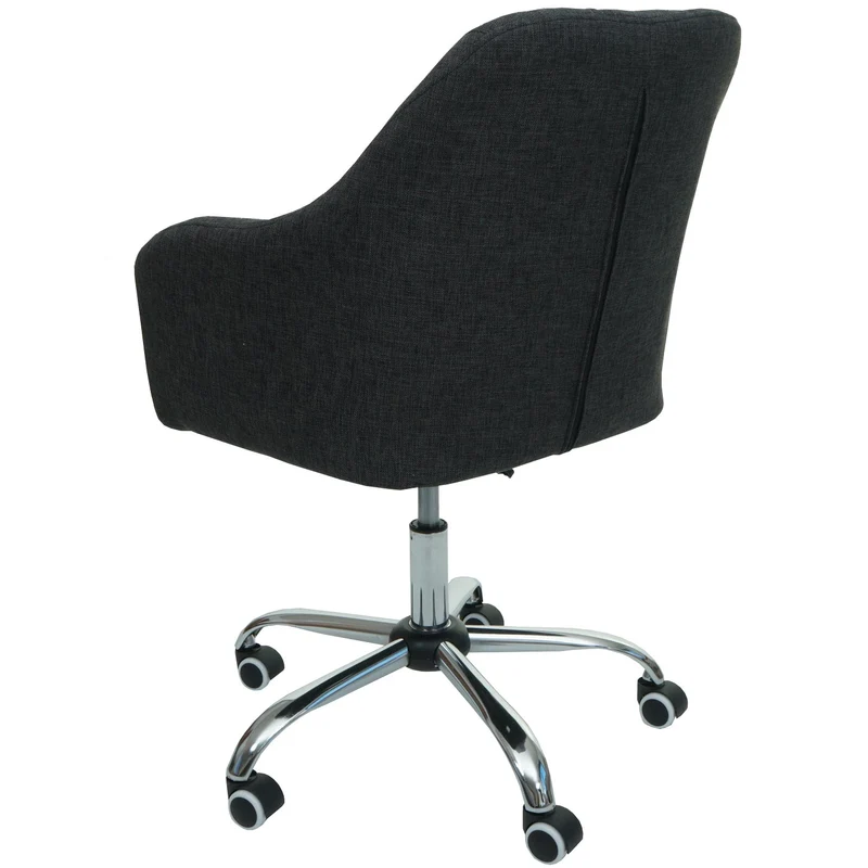 Chaise de bureau pivotante avec accoudoir hauteur réglable en tissu gris foncé boutons décoratifs 04_0006231