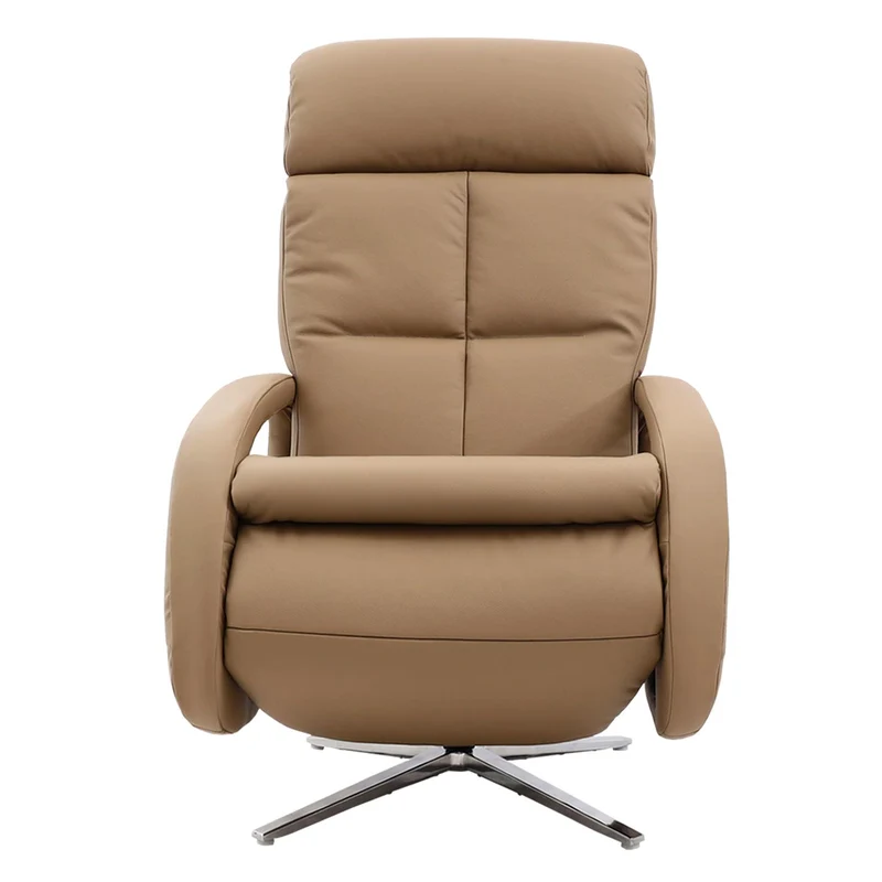 Fauteuil de relaxation fauteuil tv avec accoudoirs fonction inclinable rotatif en cuir taupe 04_0006834