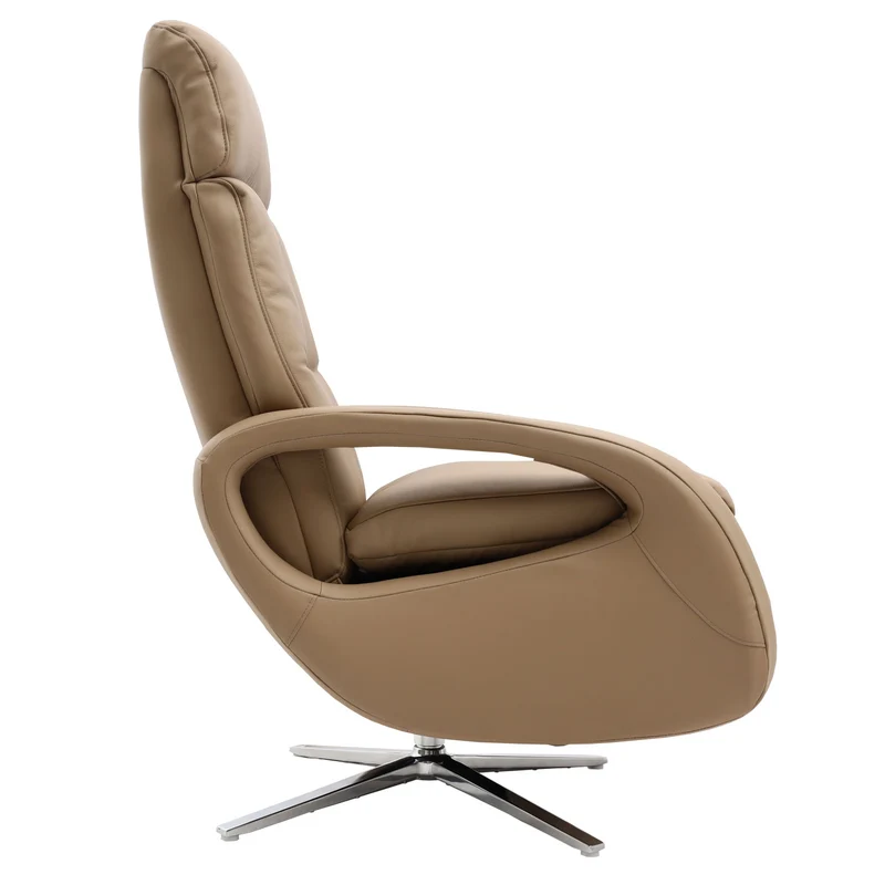 Fauteuil de relaxation fauteuil tv avec accoudoirs fonction inclinable rotatif en cuir taupe 04_0006834