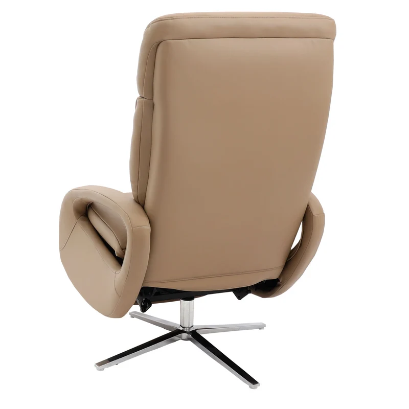 Fauteuil de relaxation fauteuil tv avec accoudoirs fonction inclinable rotatif en cuir taupe 04_0006834