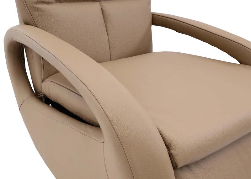 Fauteuil de relaxation fauteuil tv avec accoudoirs fonction inclinable rotatif en cuir taupe 04_0006834
