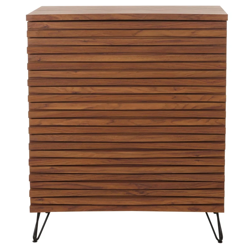 Commode avec trois tiroirs spacieux en bois massif manguier métal 94x80x45 cm aspect noyer 04_0006525