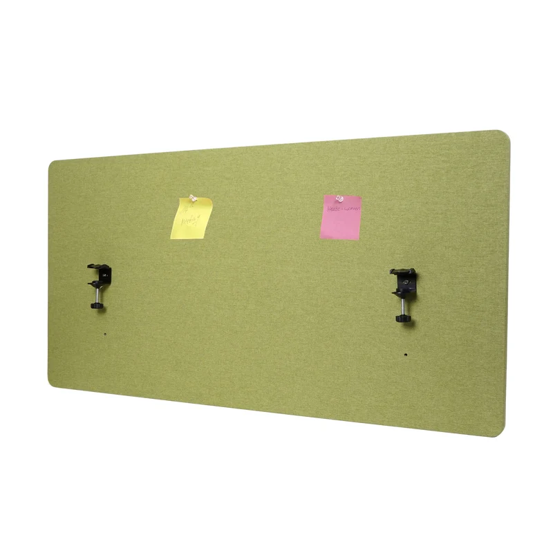 Cloison de table acoustique brise-vue pour bureau tableau d'affichage à double paroi en tissu vert 60 x 120 cm 04_0006430
