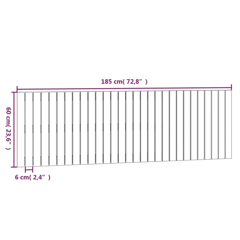 Tête de lit accessoire couchage chambre à coucher meuble murale 185 x 3 x 60 cm bois massif noir TDL0202516