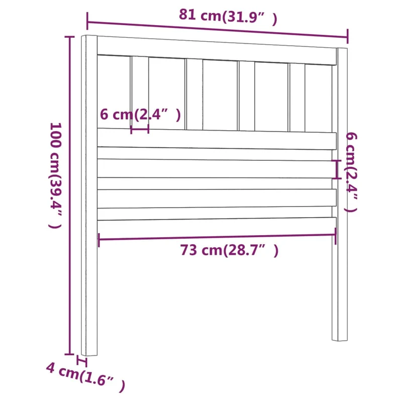 Tête de lit accessoire couchage chambre à coucher meuble 81 x 4 x 100 cm bois de pin noir TDL0202098