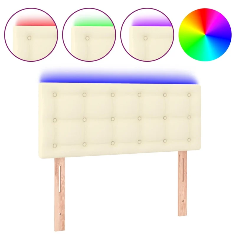 Tête de lit accessoire couchage chambre à coucher meuble à LED 100 x 5 x 78/88 cm synthétique crème TDL0201679