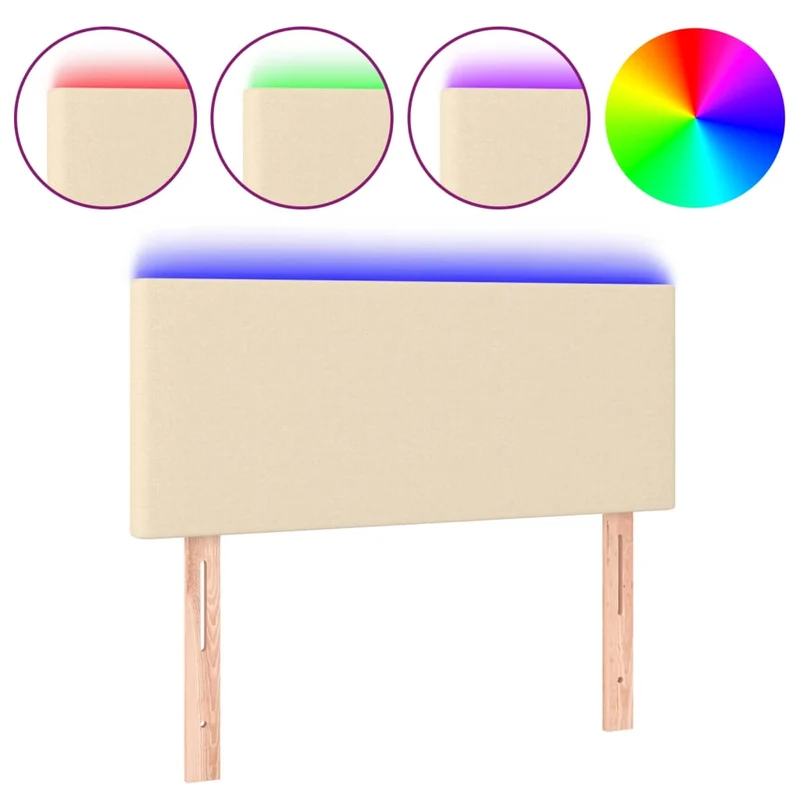 Tête de lit accessoire couchage chambre à coucher meuble à LED 90 x 5 x 78/88 cm tissu crème TDL0201535