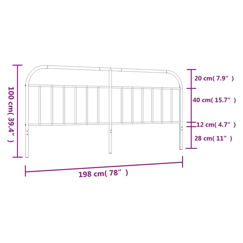 Tête de lit accessoire couchage chambre à coucher meuble 193 cm métal noir TDL0202419