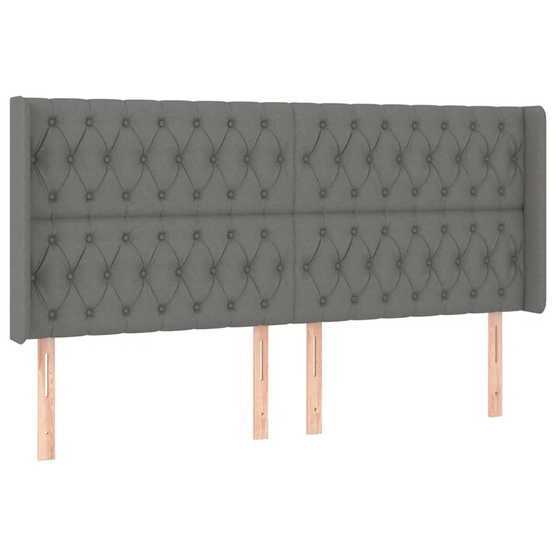 Tête de lit accessoire couchage chambre à coucher meuble à LED 203 x 16 x 118/128 cm tissu gris foncé TDL0201066