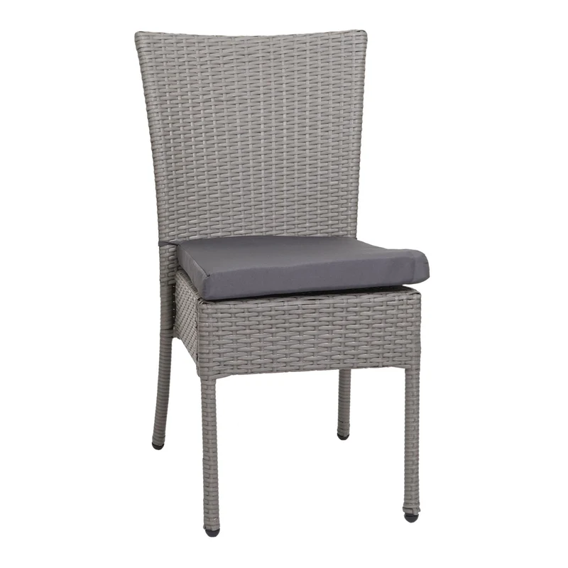 Ensemble table et 4 fauteuils de jardin en polyrotin gris foncé coussins gris foncé 04_0006766