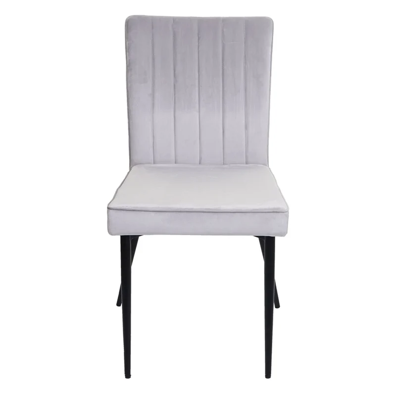 Ensemble de salle à manger 2x chaises de salle à manger et 1x banc 3 places en velours gris clair et métal 04_0006748