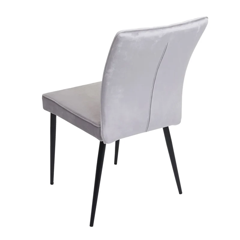 Ensemble de salle à manger 2x chaises de salle à manger et 1x banc 3 places en velours gris clair et métal 04_0006748