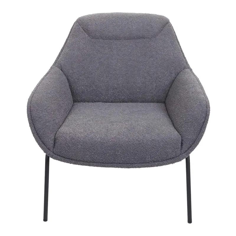 Fauteuil lounge relaxation siège extra large en tissu bouclé gris foncé et métal 04_0006855