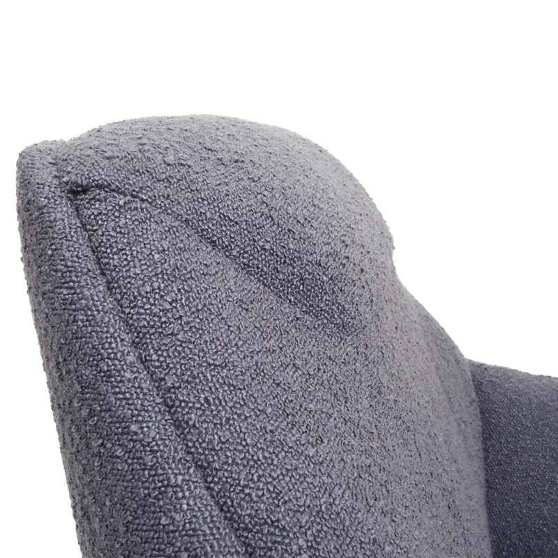 Fauteuil lounge relaxation siège extra large en tissu bouclé gris foncé et métal 04_0006855