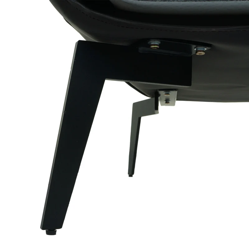 Fauteuil lounge chaise de cocktail rembourrée relaxation en PVC noir et tissu gris métal noir 04_0006841